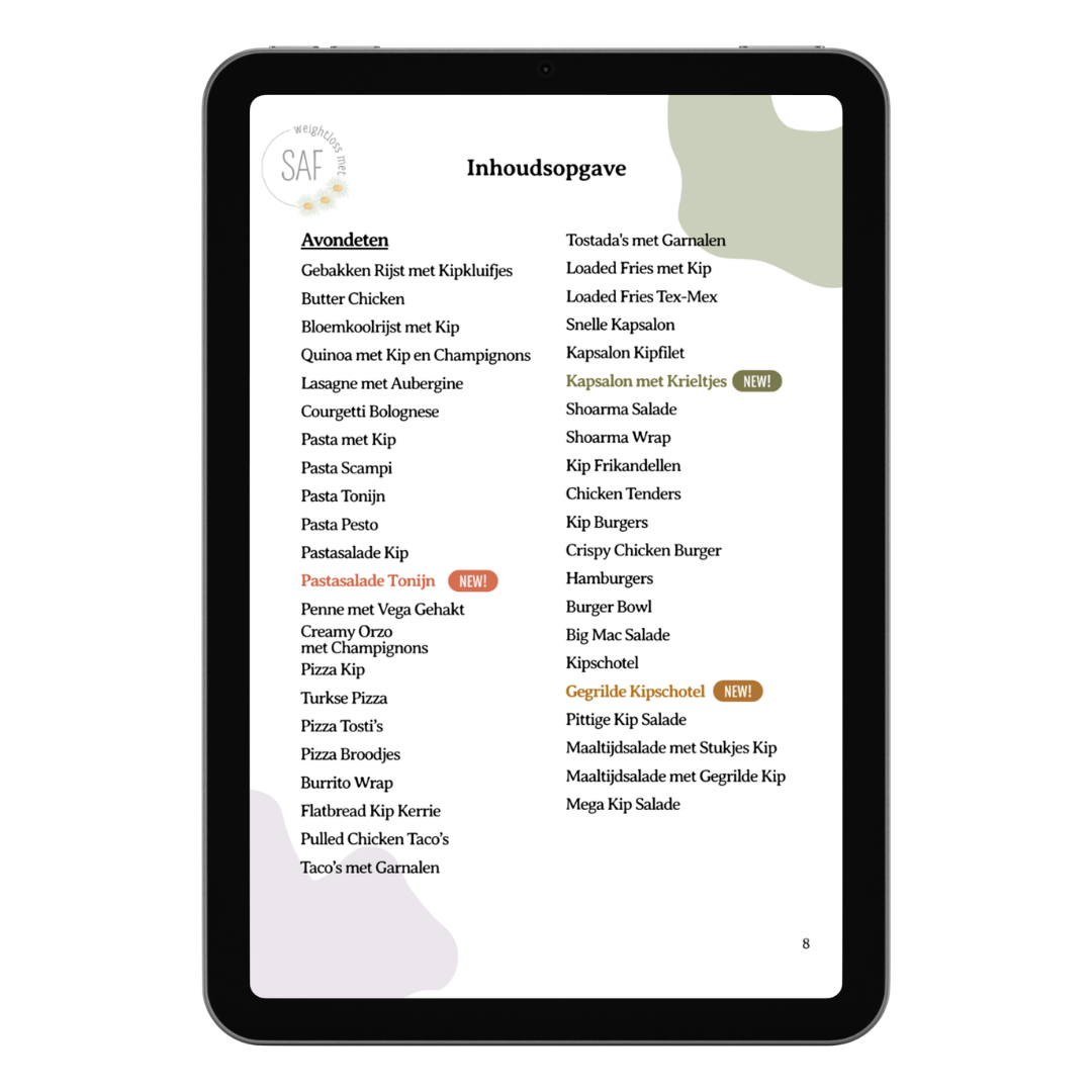 E-book: Receptenboek met 200 recepten voor tijdens het afvallen